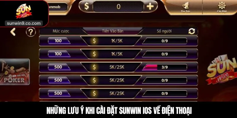 Những Lưu Ý Khi Cài Đặt Sunwin Ios Về Điện Thoại